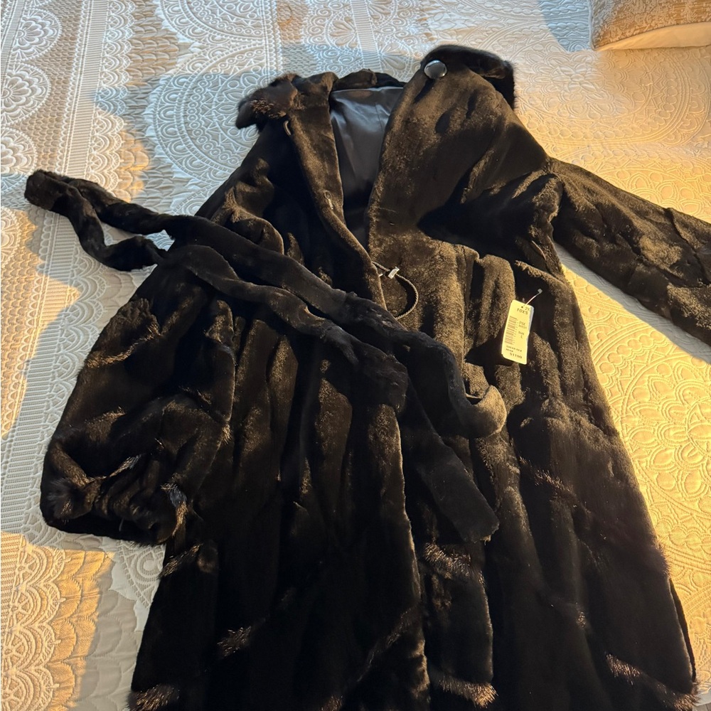 Fox Black Sheer Rex Mink Coat